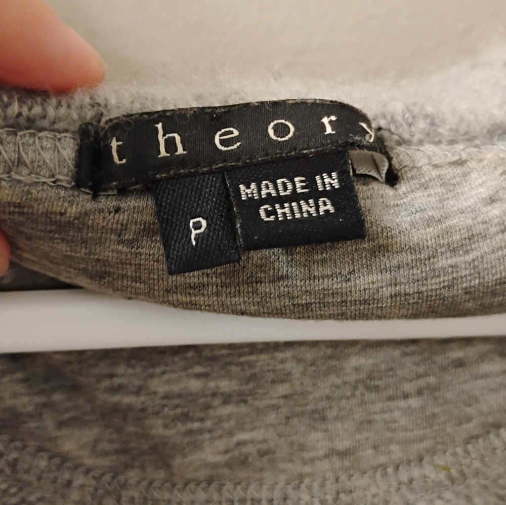 Theory Women's Norm Cashmere Gray Cardigan Hooded Shrug Sz P XS/XXS - Picture 2 of 6
